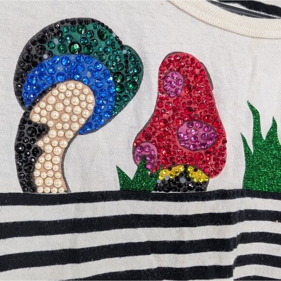 Marc Jacobs Black and White Striped Top with Colorful Embellishments - Picture 3 of 6